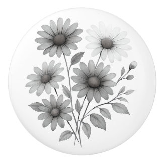 Bouton de tiroir en céramique avec design floral B