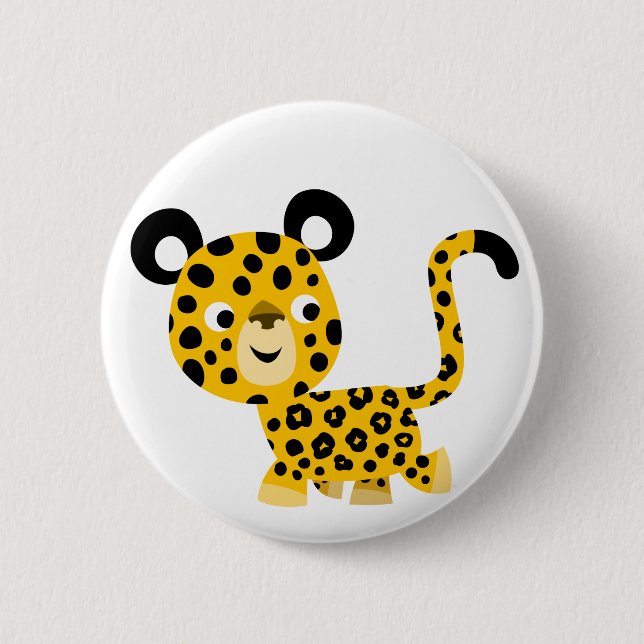 Bouton doux caricature léopard souriant Badge (Devant)
