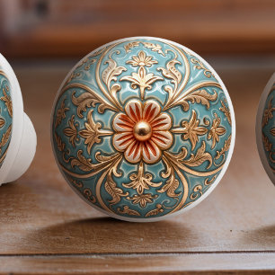 Bouton en céramique à fleur baroque