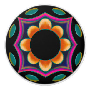 Bouton en céramique à fleurs vibrantes