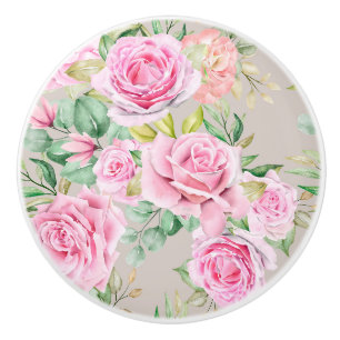 Bouton en céramique à motif floral