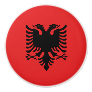 Bouton en céramique avec drapeau d'Albanie