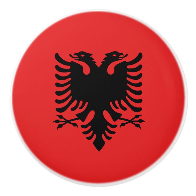 Bouton en céramique avec drapeau d'Albanie (Devant)