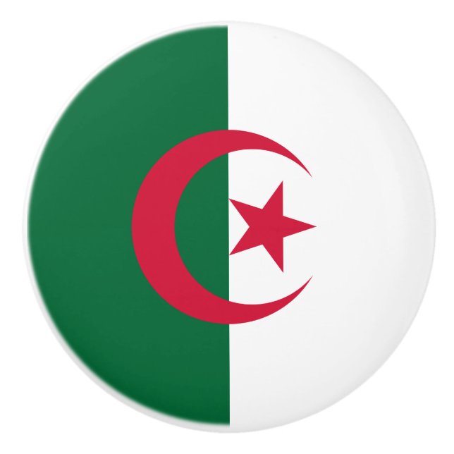 Bouton en céramique avec drapeau d'Algérie (Devant)