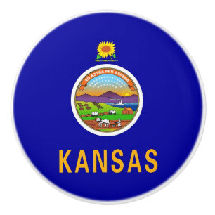 Bouton en céramique avec drapeau de Kansas State, 