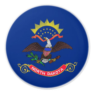 Bouton en céramique avec drapeau du Dakota du Nord