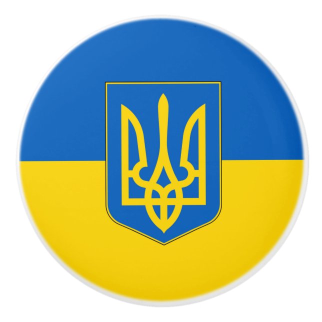 Bouton en céramique avec drapeau d'Ukraine (Devant)