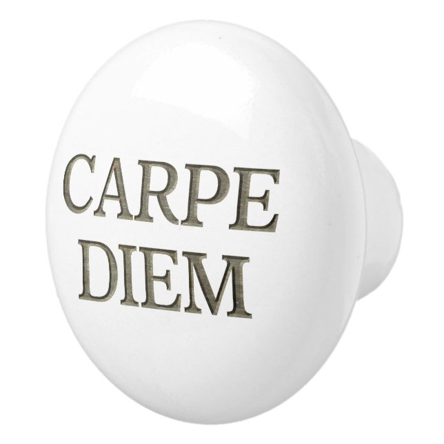 Bouton en céramique blanche Carpe Diem (Droite)