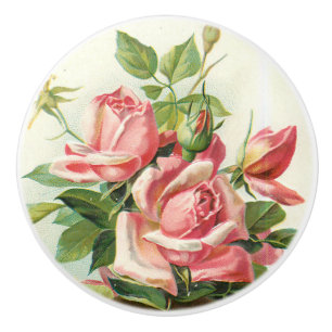 Bouton en céramique de beau rose rose de cru
