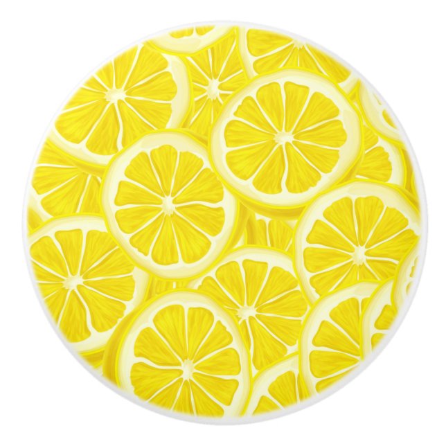 Bouton en céramique de citrons coupés (Devant)