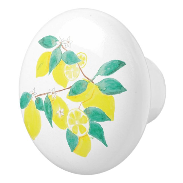 Bouton en céramique de citrons d'aquarelle (Droite)