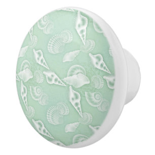 Bouton en céramique de coquillages verts