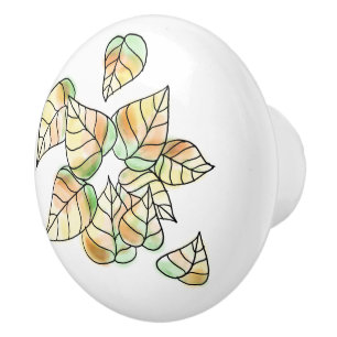 Bouton en céramique de feuille d'automne
