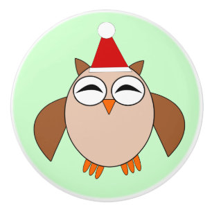 Bouton en céramique de la chouette de Noël