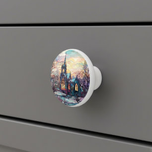 Bouton en céramique de l'église en verre tendu