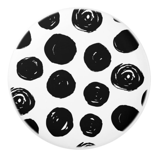 Bouton en céramique de pois noir à la mode simple (Devant)
