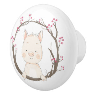 Bouton en céramique de porc mignon