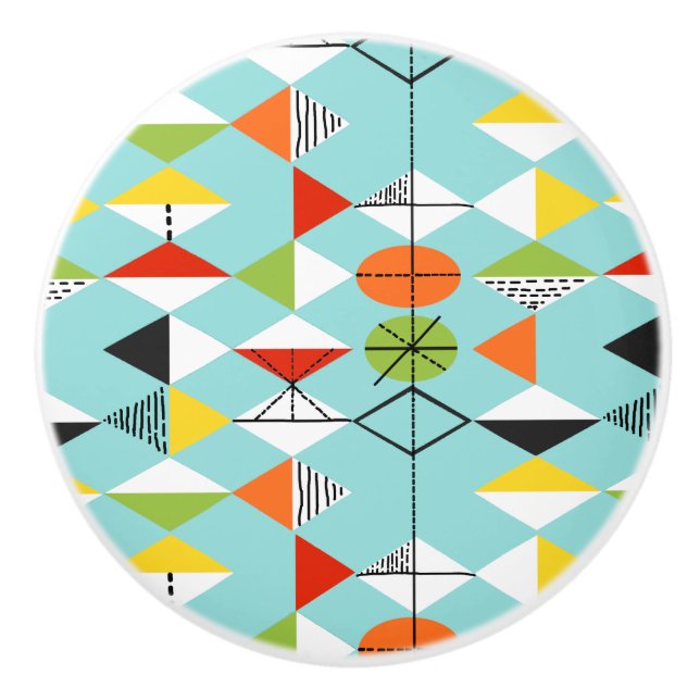 Bouton en céramique de rétro motif de harlequin (Devant)