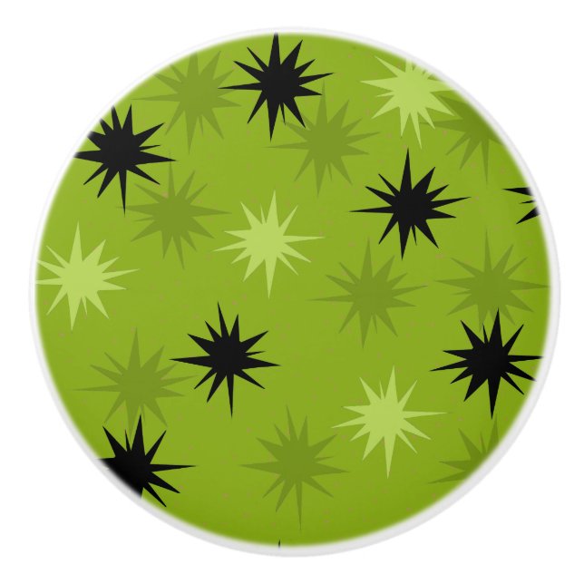 Bouton en céramique de Starbursts Green atomique (Devant)