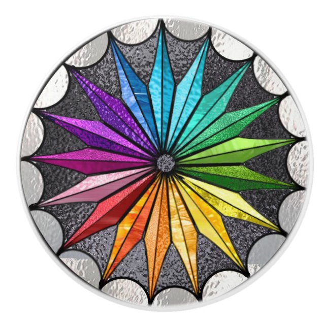 Bouton en céramique de style en verre souillé (Devant)