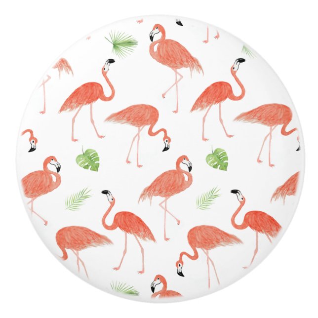 Bouton en céramique de tiroir de Flamant rose (Devant)