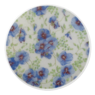 Bouton en céramique de violettes de fleur sauvage