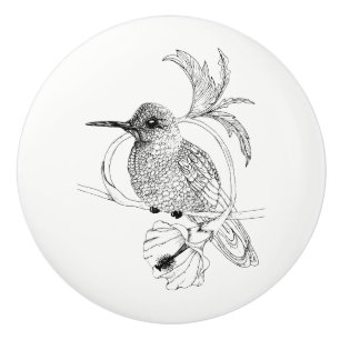 Bouton en céramique d'illustration d'oiseau de