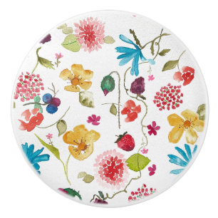 Bouton en céramique florale