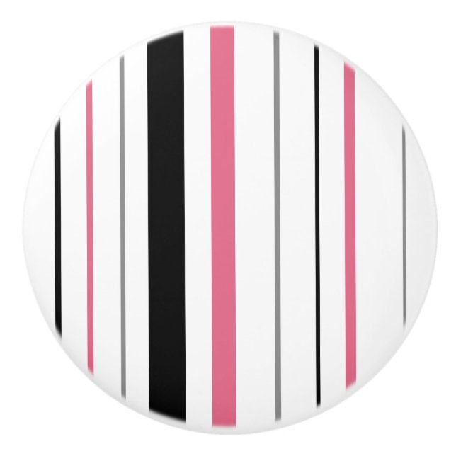 Bouton en céramique gris noir rose Retro (Devant)