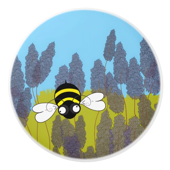 Bouton en céramique lavande (Devant)