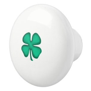Bouton en céramique Lucky 4 Leaf Irish Clover