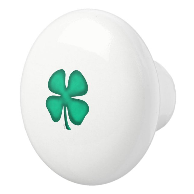 Bouton en céramique Lucky 4 Leaf Irish Clover (Droite)