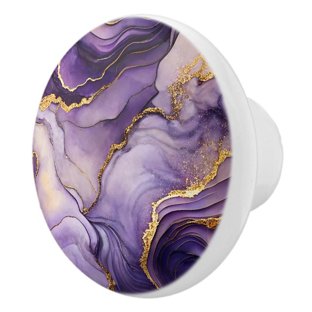 Bouton en céramique marbré violet (Droite)
