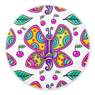 Bouton en céramique papillon 1