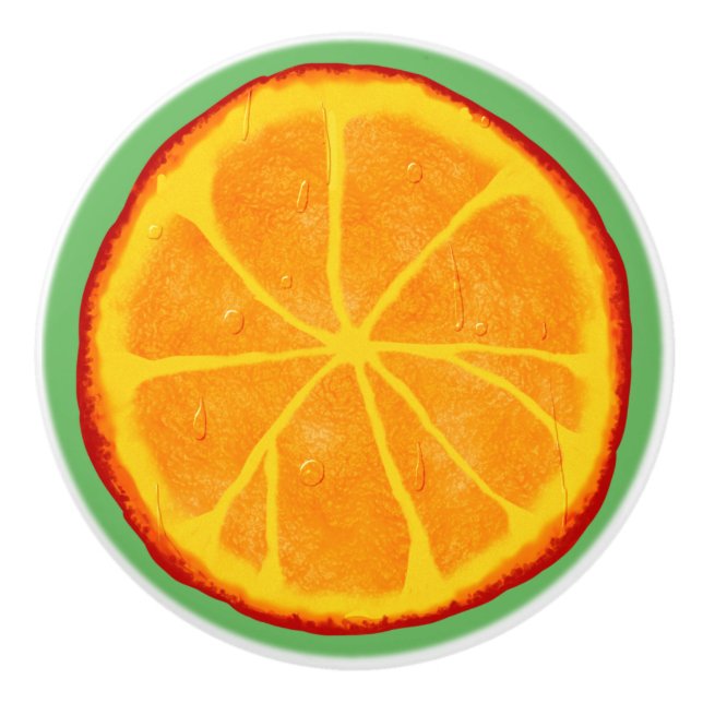 Bouton en céramique personnalisé en tranche orange (Devant)