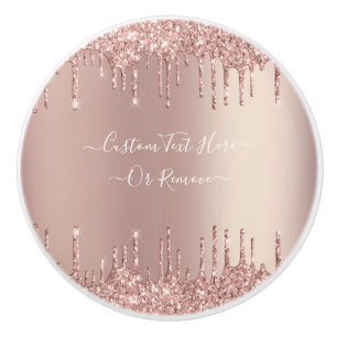 Bouton en céramique rose Parties scintillant or av