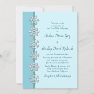 Bouton Flèche de neige Bleu Invitation de mariage 