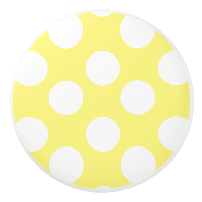 Bouton jaune et blanc de meubles de point de polka (Devant)