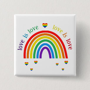 Bouton LGBT Badge - Coeurs arc-en-ciel L'amour est