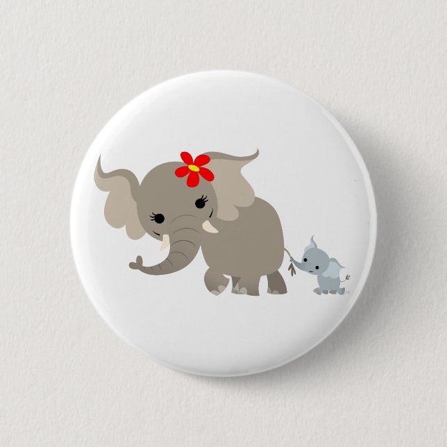 Bouton mignon mère Eléphant et bébé Badge Bouton (Devant)
