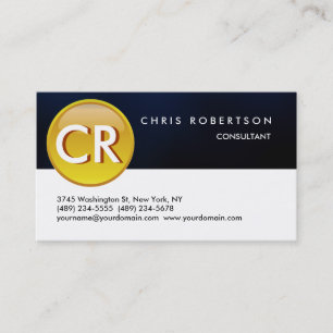 Bouton Monogramme Bleu Blanc Motif Carte de visite
