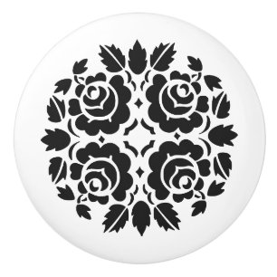 Bouton noir et blanc de tiroir de rose