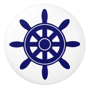 Bouton orienté nautique de Cabinet de roue bleue