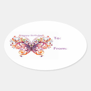 Bouton ovale Anniversaire Cadeau Balise Stickers