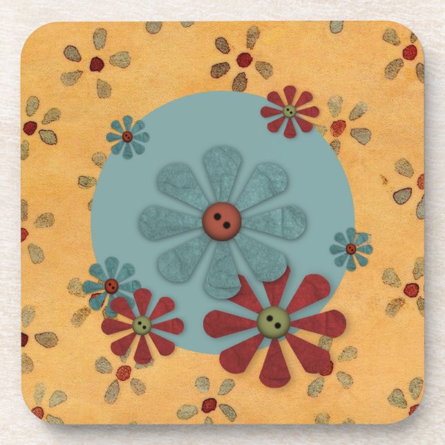 Bouton Pays Dessous de verre de liège à fleurs (Devant)