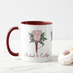 Boutonniere Rose Fleur Mariage personnalisé Mug