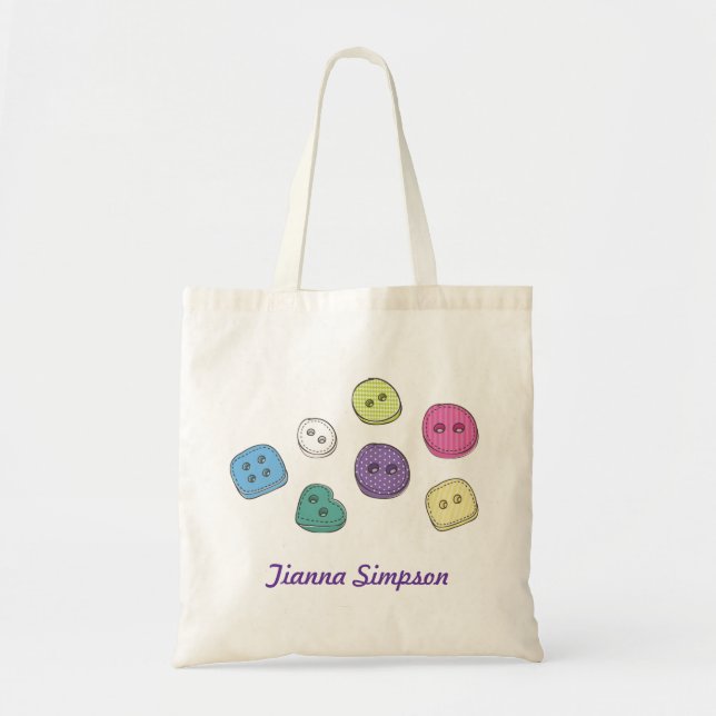 Boutons d'artisanat coudre sac de nom personnalisé (Devant)