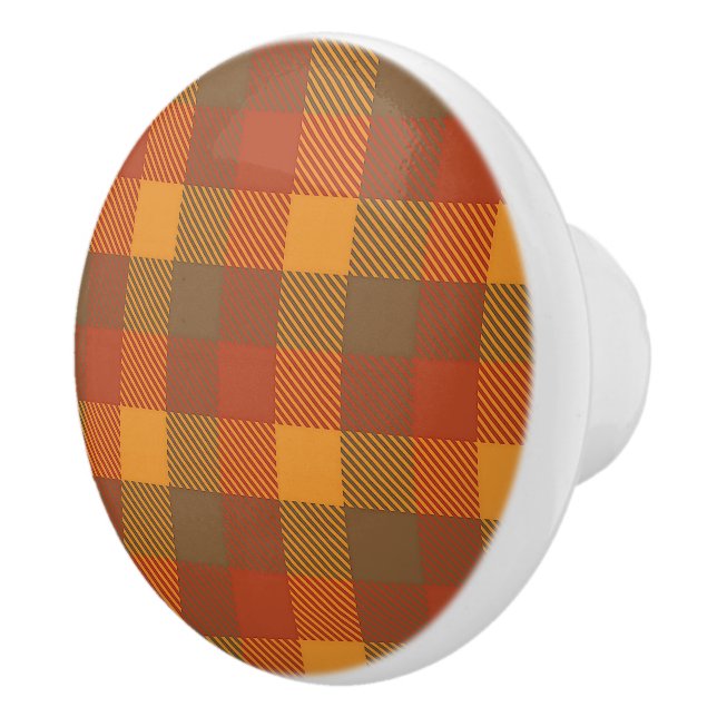 Boutons de céramique ronds imprimés couleur plaid (Droite)