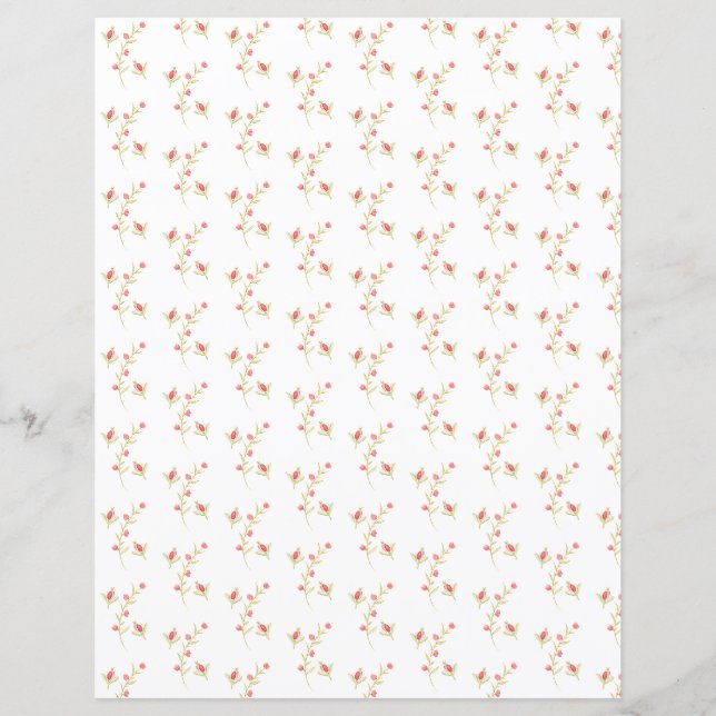 Boutons de fleurs mignons sur la feuille de papier (Devant)