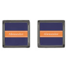 Bleu de marine solide,  Citrouille Nom Monogramme